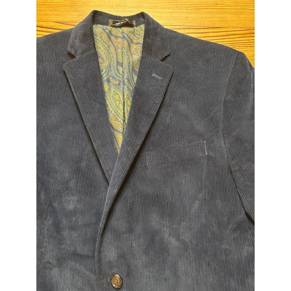 Lauren Ralph Lauren Blazer Mens Blue‎ Corduroy Elbow Patch Sport Coat SIZE 42R